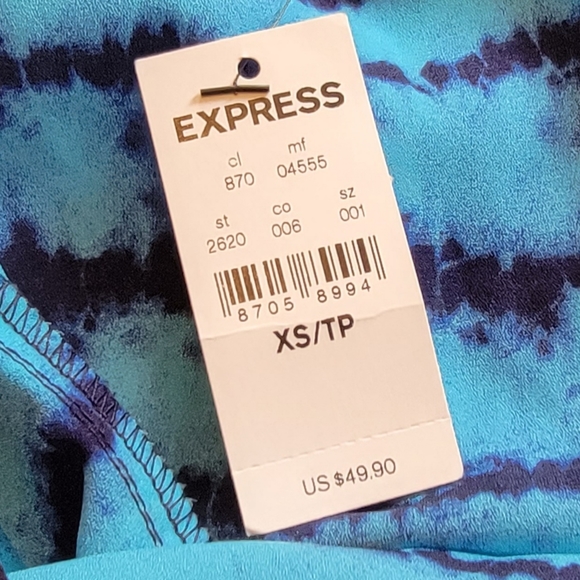 NWT EXPRESS stripe dyed criss cross back flutter sleeve silky blouse - Picture 5 of 10
